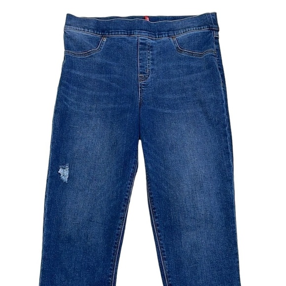 SPANX Jeans Women's L Large Blue Distressed Denim Skinny Stretch - Picture 2 of 11